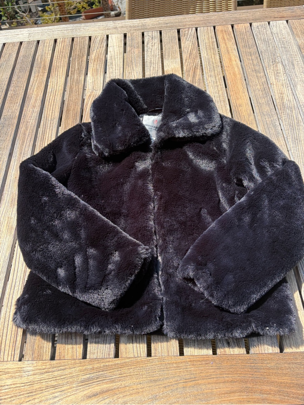 Kids Plush Faux Fur Jacket - Black